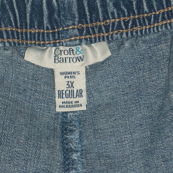 Womens Plus 3X Regular Croft & Barrow Elastic Waist Jeans Pants 2 Pockets Blue - Picture 3 of 6